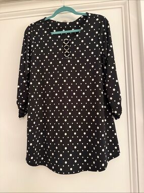 Cocomo Black and White Polka Dot 3-Ring Detail Tunic